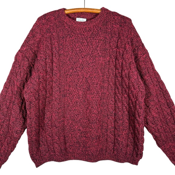 BENETTON Vintage Oversized Shetland Wool Chunky Cable Knit Sweater - Picture 4 of 13